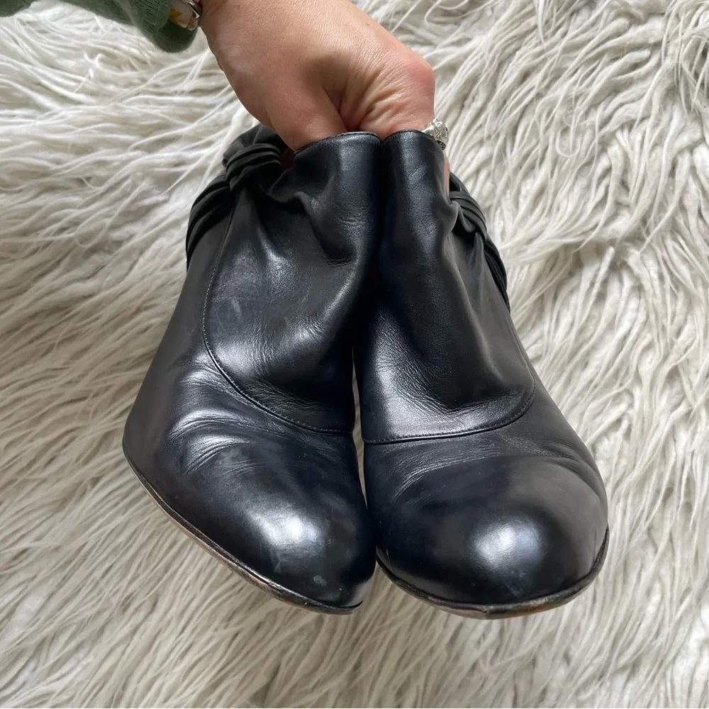 Valentino Garavani Black Leather Bow Accents High Heeled Ankle Booties Size 38 - Picture 9 of 13